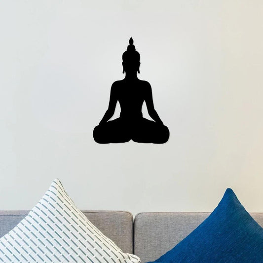 Artrooms Buddha Metal Wall Art - Wall Decoration | Wall Hanging (17x24 inch) | Black Matte Finish
