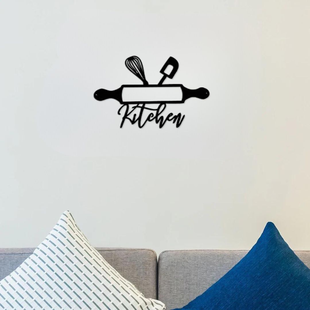 Artrooms Kitchen Metal Wall Art - Wall Decoration | Wall Hanging (25x17 inch) | Black Matte Finish