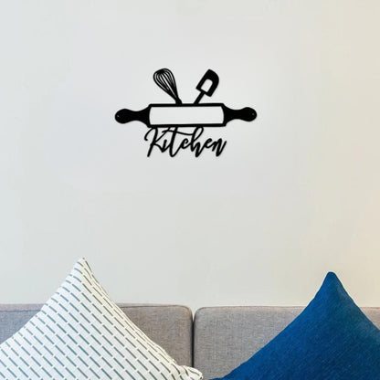 Artrooms Kitchen Metal Wall Art - Wall Decoration | Wall Hanging (25x17 inch) | Black Matte Finish