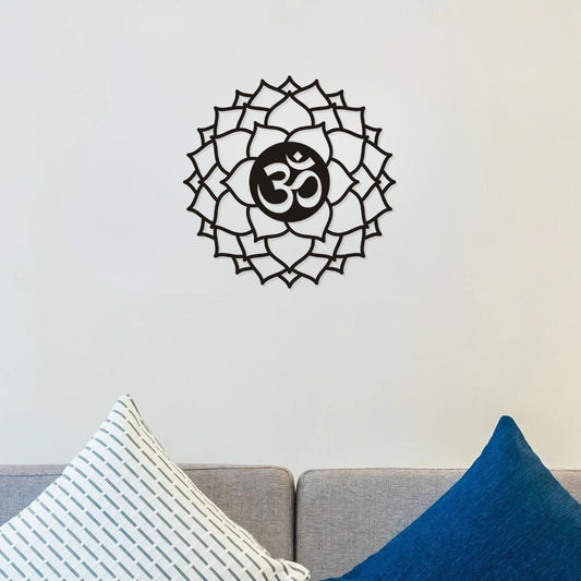 Artrooms Om Lotus Mandala Metal Wall Art for Yoga Room, Meditation Space & Spiritual Home Decor