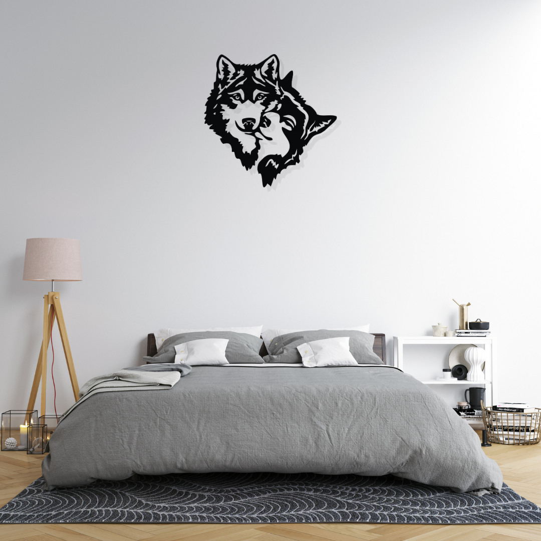 Artrooms Wolf Metal Wall Art - Wall Decoration | Wall Hanging (25x25 inch) | Black Matte Finish