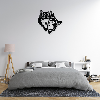 Artrooms Wolf Metal Wall Art - Wall Decoration | Wall Hanging (25x25 inch) | Black Matte Finish