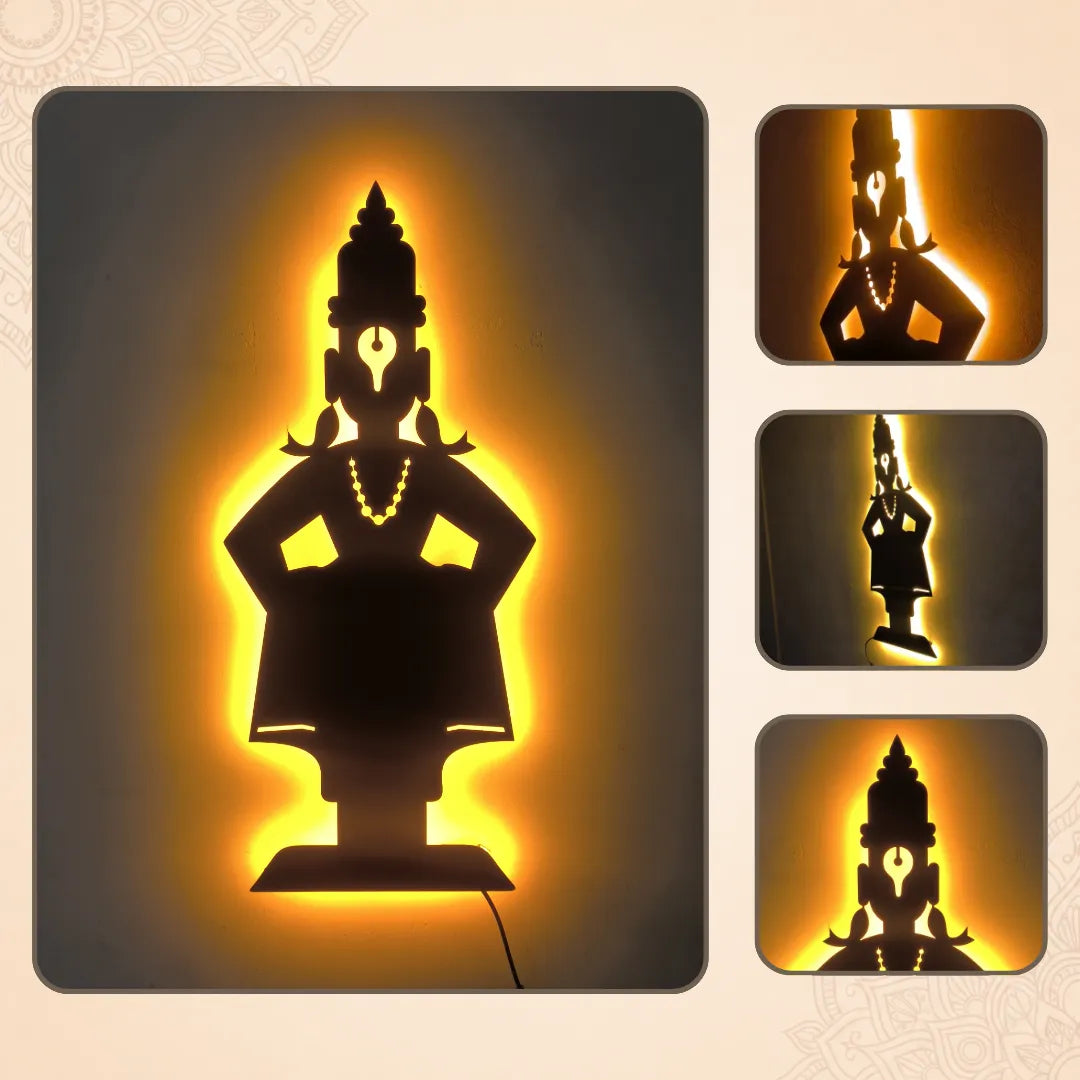 Lord Vitthal Metal Wall Art With Light – LED Wall Hanging Décor