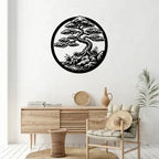 Bonsai Tree Round Metal Wall Art