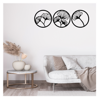 Artrooms Flowers Metal Wall Art - Wall Decoration | Wall Hanging (36x12 inch) | Black Matte Finish