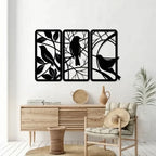Birds on Branch 3 Panel Metal Wall Art