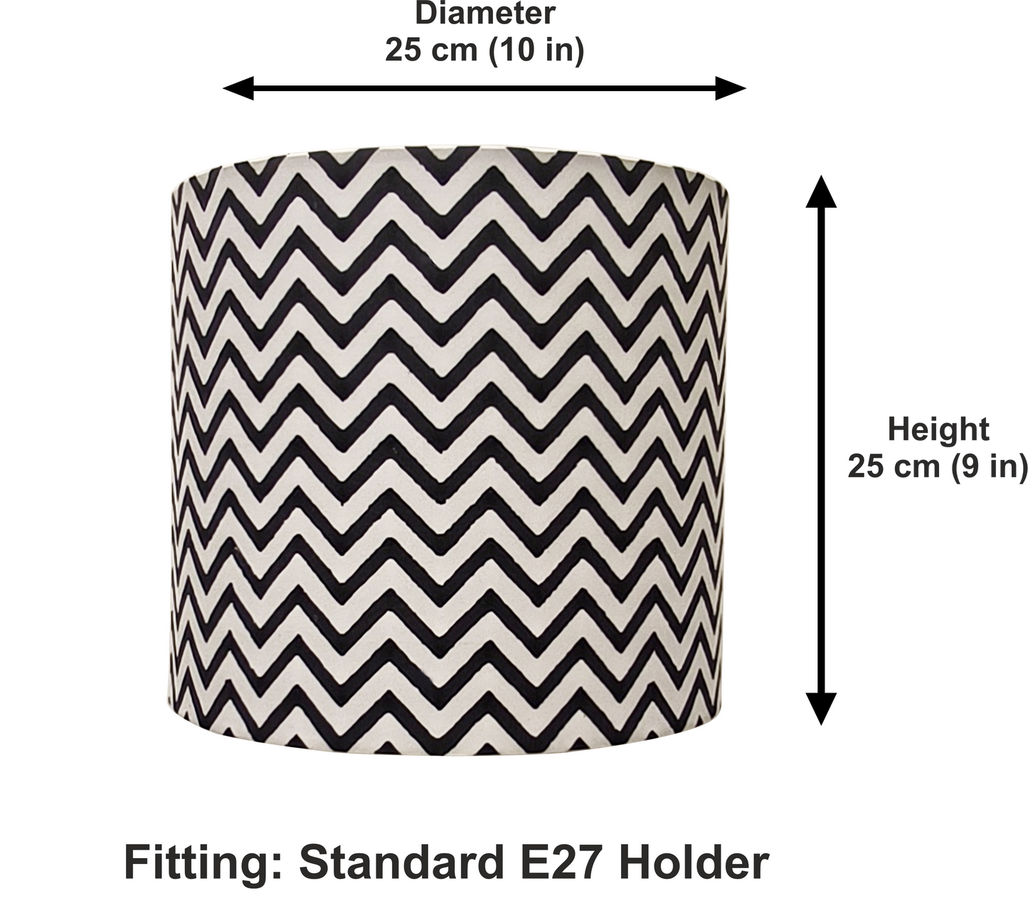 Fabric Lamp Shade – Black & White Chevron Print Cotton