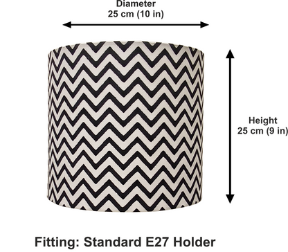 Fabric Lamp Shade – Black & White Chevron Print Cotton