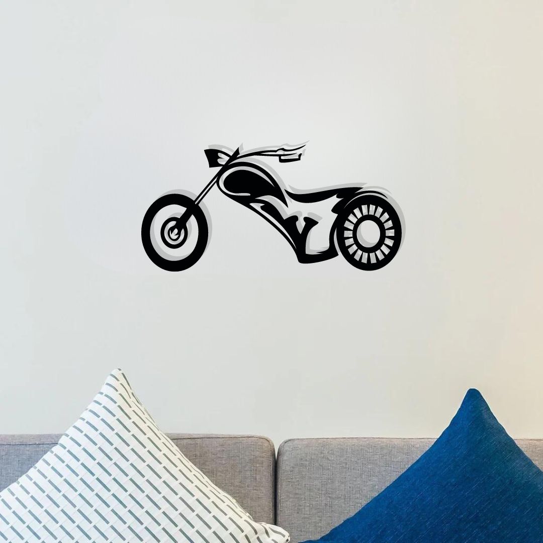 Artrooms Bike Metal Wall Art - Wall Decoration | Wall Hanging (25x12 inch) | Black Matte Finish
