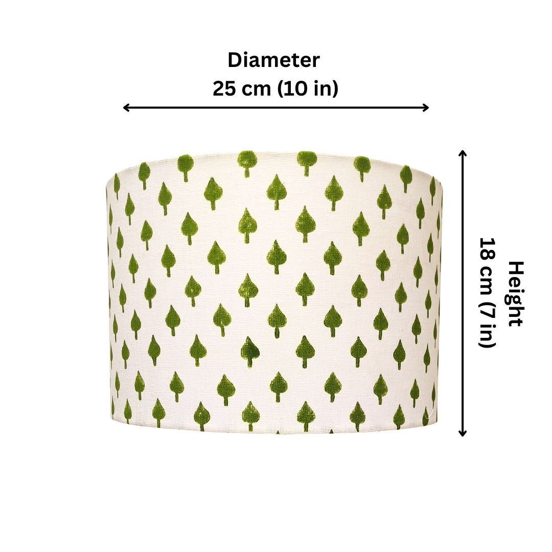 Fabric Lamp Shade – Green Leaf Block Print Cotton