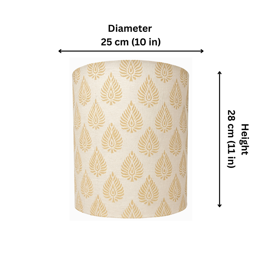 Fabric Lamp Shade – Leaf Block Print Cotton