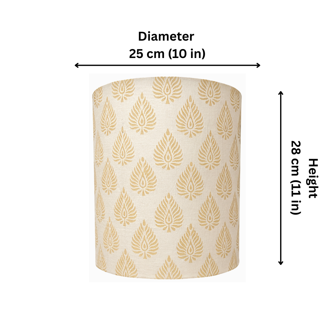 Fabric Lamp Shade – Leaf Block Print Cotton