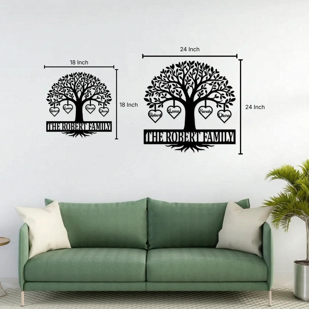 Personalized Heart Family Metal Wall Art