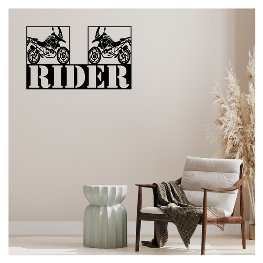 Artrooms Rider Metal Wall Art - Wall Decoration | Wall Hanging (25x15 inch) | Black Matte Finish