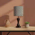Fabric Lamp Shade – Black & White Chevron Print Cotton