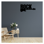 Artrooms Word Rock With Guitar Metal Wall Art - Wall Decoration | Wall Hanging (25x12 inch) | Black Matte Finish