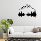 Artrooms Mountain and Forest Metal Wall Art - Wall Decoration | Wall Hanging (25x19 inch) | Black Matte Finish