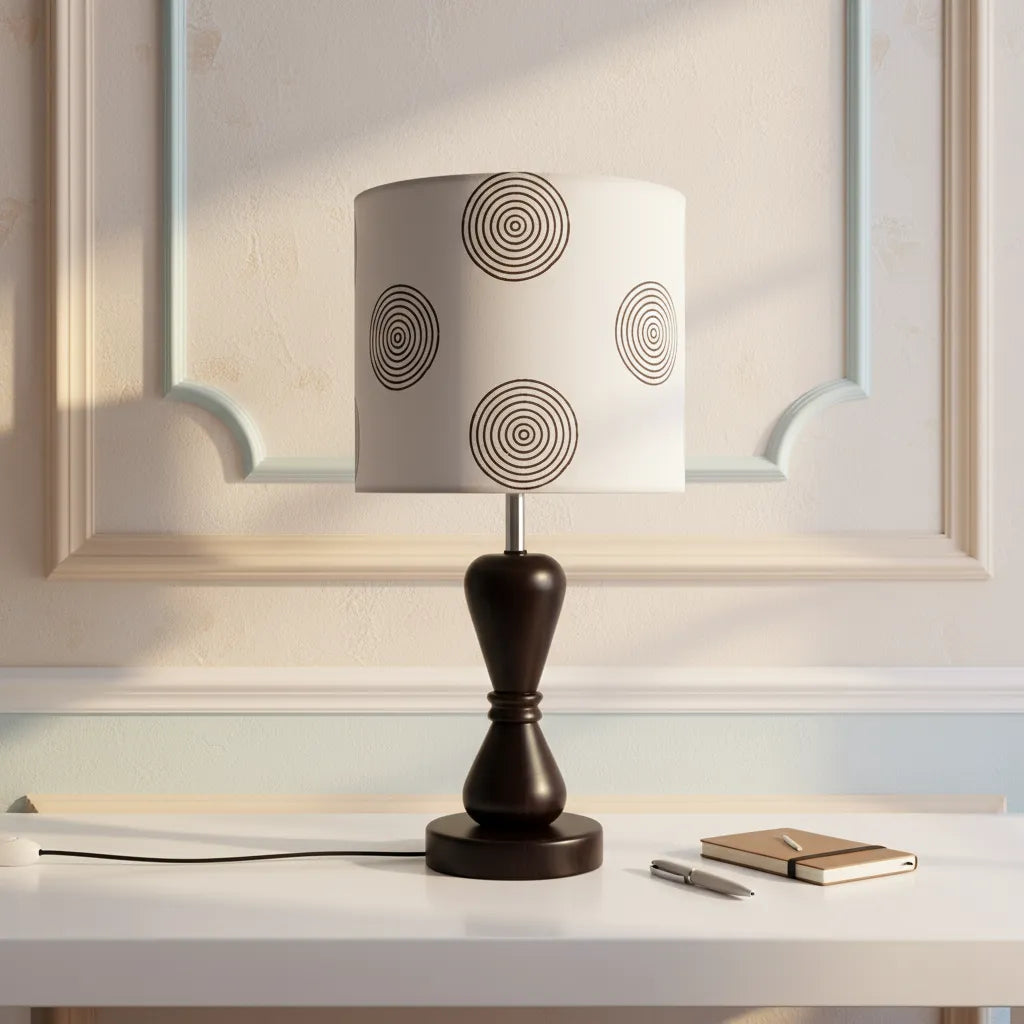 Fabric Lamp Shade – Concentric Circle Block Print Cotton