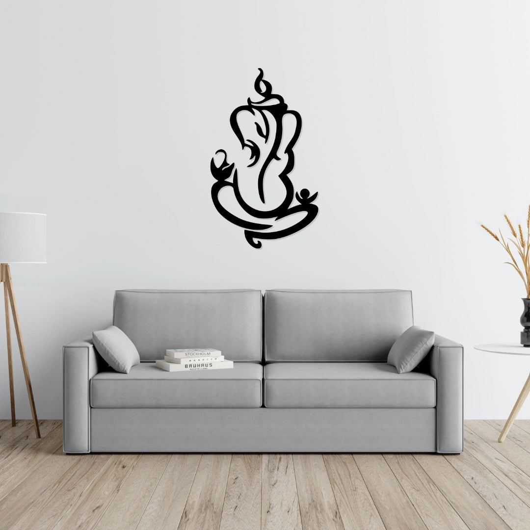 Artrooms Shree Ganesha Metal Wall Art - Wall Decoration | Wall Hanging (14x24 inch) | Black Matte Finish