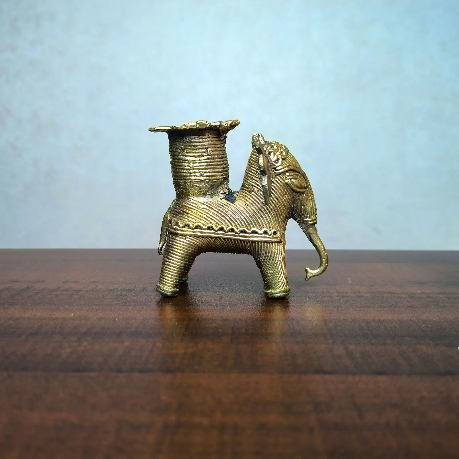 Dhokra Craft Elephant Candle Stand