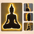 Meditating Buddha LED Backlit Metal Wall Art