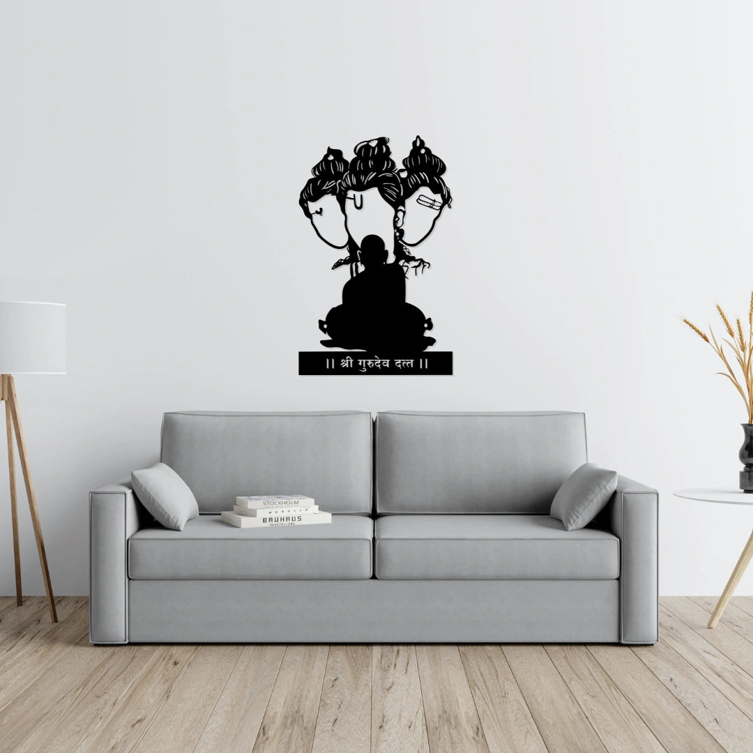 Artrooms Shree Swami Samarth Metal Wall Art - Wall Decoration | Wall Hanging (16x24 inch) | Black Matte Finish