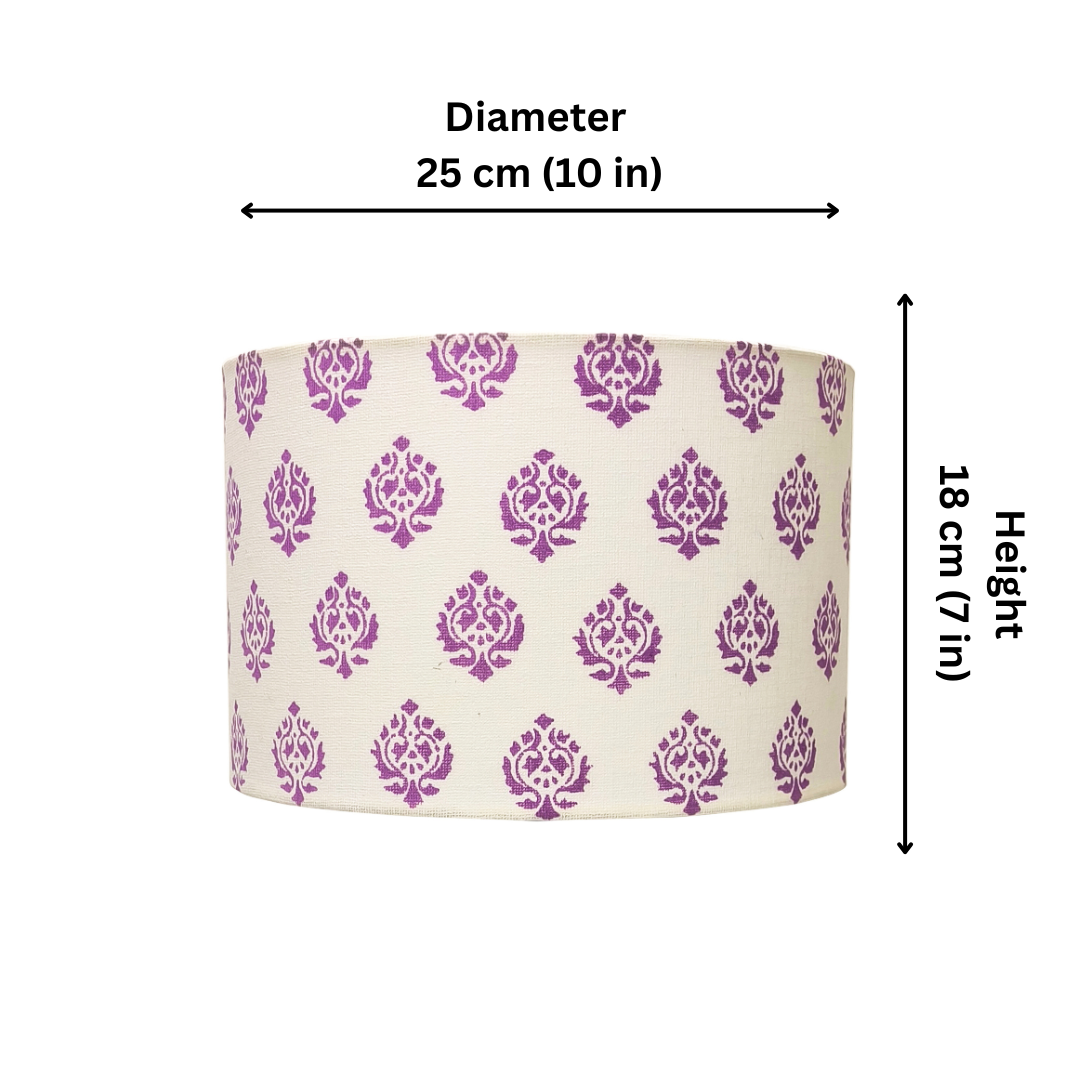 Fabric Lamp Shade – Purple Paisley Block Print Cotton