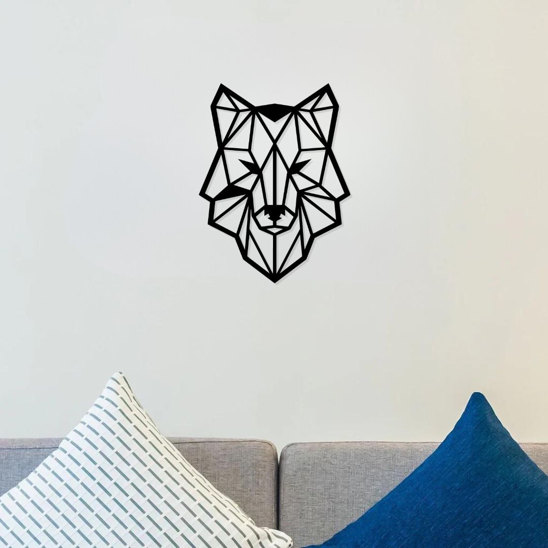 Artrooms Wolf Face Metal Wall Art - Wall Decoration | Wall Hanging (18x25 inch) | Black Matte Finish
