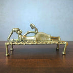 Dhokra Tribal Lady Reading Book Sleeping on Cot Decor