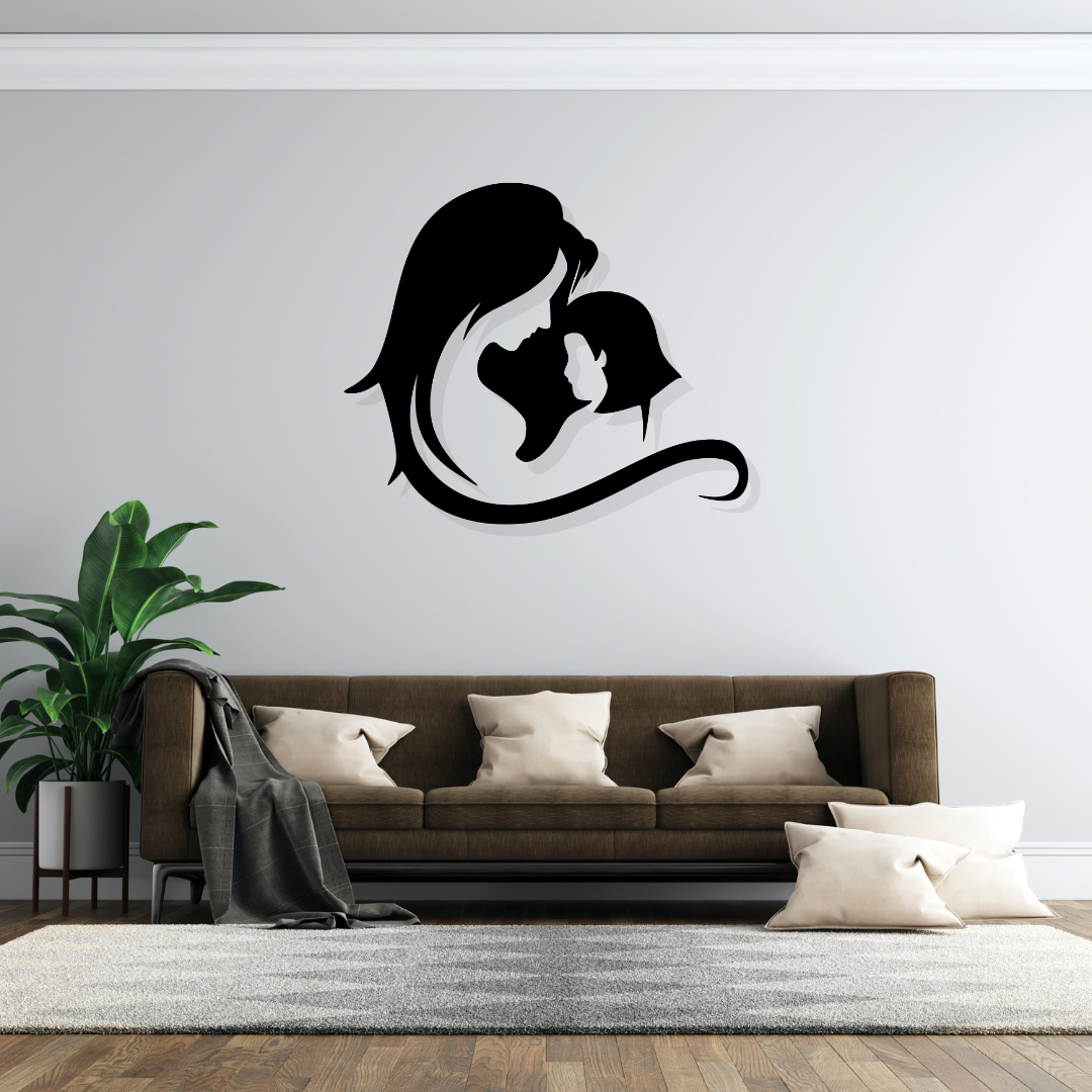 Artrooms Mother and Daughter Metal Wall Art - Wall Decoration | Wall Hanging (25x21 inch) | Black Matte Finish