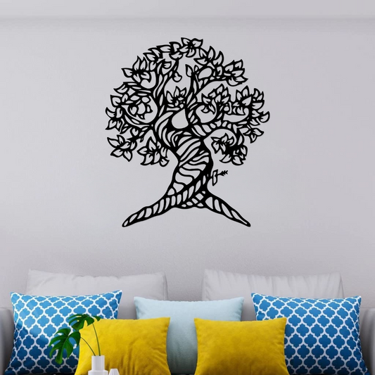 Artrooms Tree Metal Wall Art - Wall Decoration | Wall Hanging (13x15 inch) | Black Matte Finish