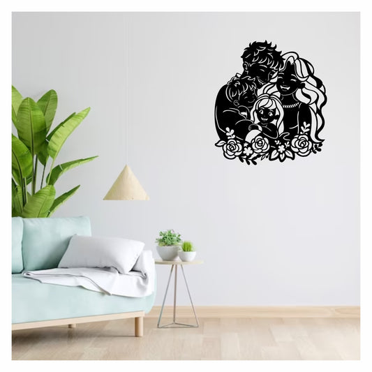 Artrooms Family  Metal Wall Art - Wall Decoration | Wall Hanging (22x25 inch) | Black Matte Finish