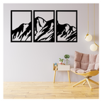 Artrooms Mountain Metal Wall Art - Wall Decoration | Wall Hanging (50x25 inch) | Black Matte Finish