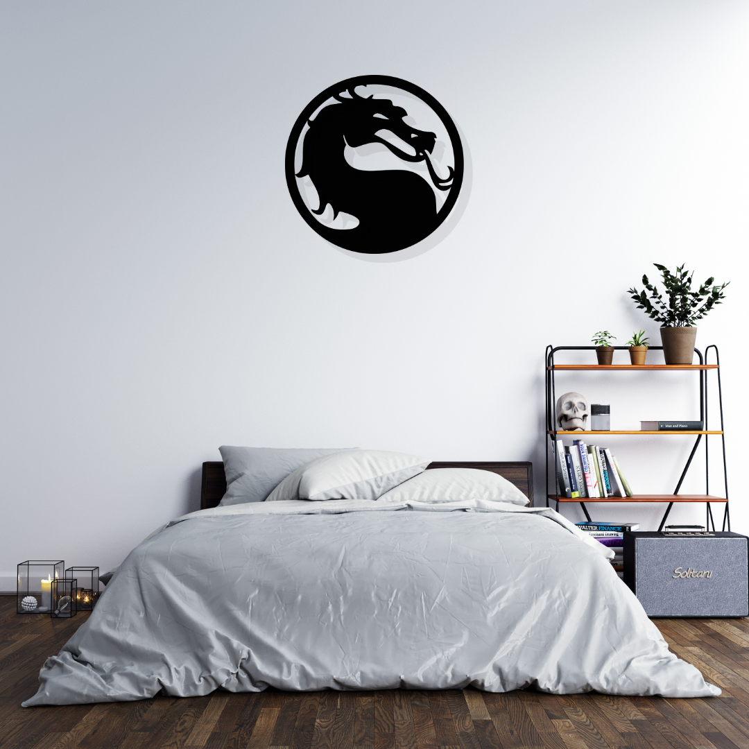 Artrooms Dragon Metal Wall Art - Wall Decoration | Wall Hanging (25x25 inch) | Black Matte Finish