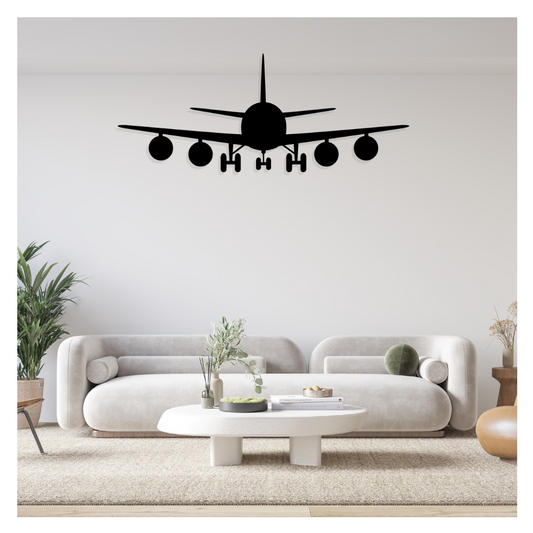 Artrooms Aeroplane Metal Wall Art - Wall Decoration | Wall Hanging (25x10 inch) | Black Matte Finish