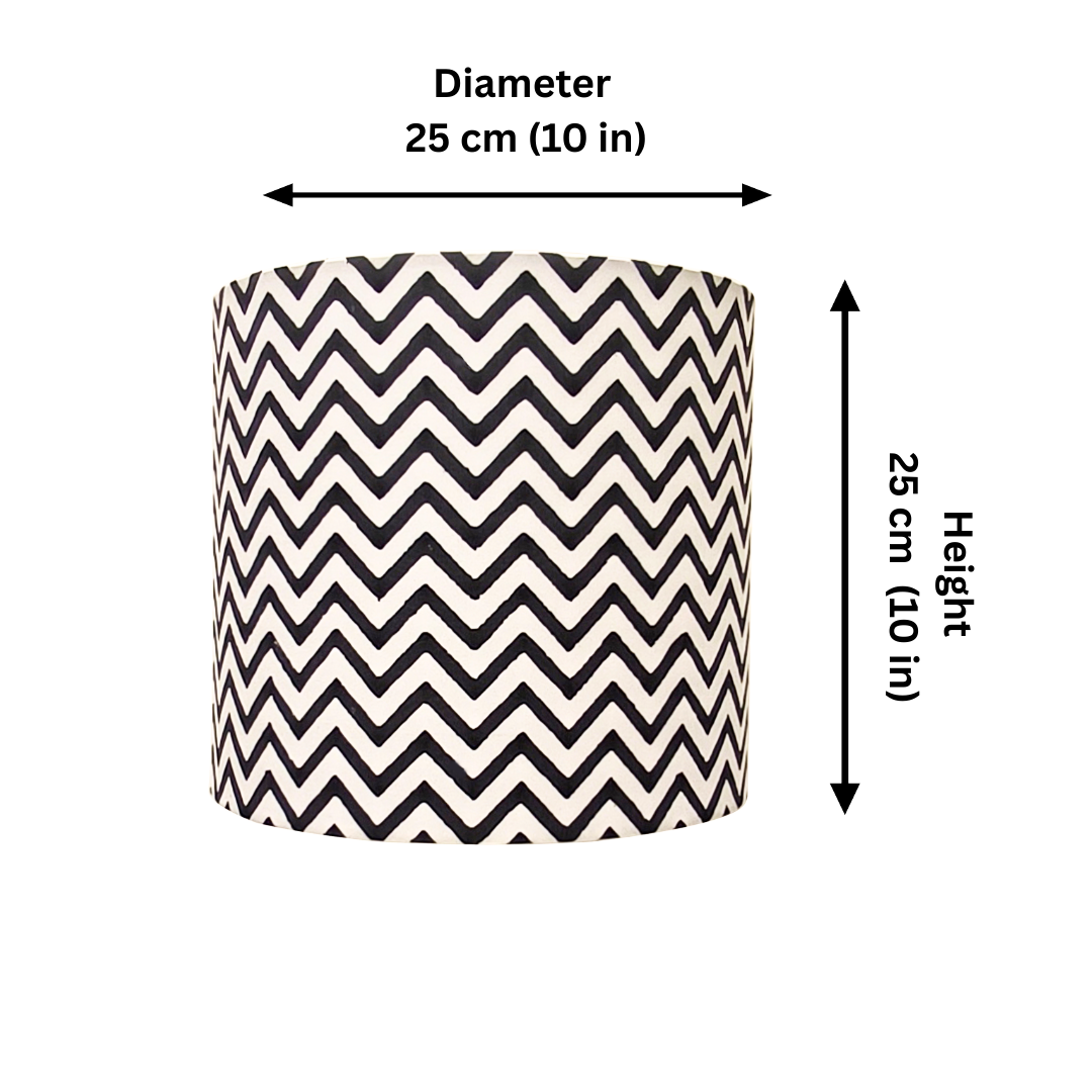 Fabric Lamp Shade – Black & White Chevron Print Cotton