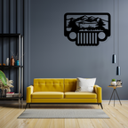 Artrooms Jeep Scene Metal Wall Art - Wall Decoration | Wall Hanging (25x18 inch) | Black Matte Finish