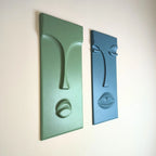3d wall art abstract face panel set of 2 angled view showing depth