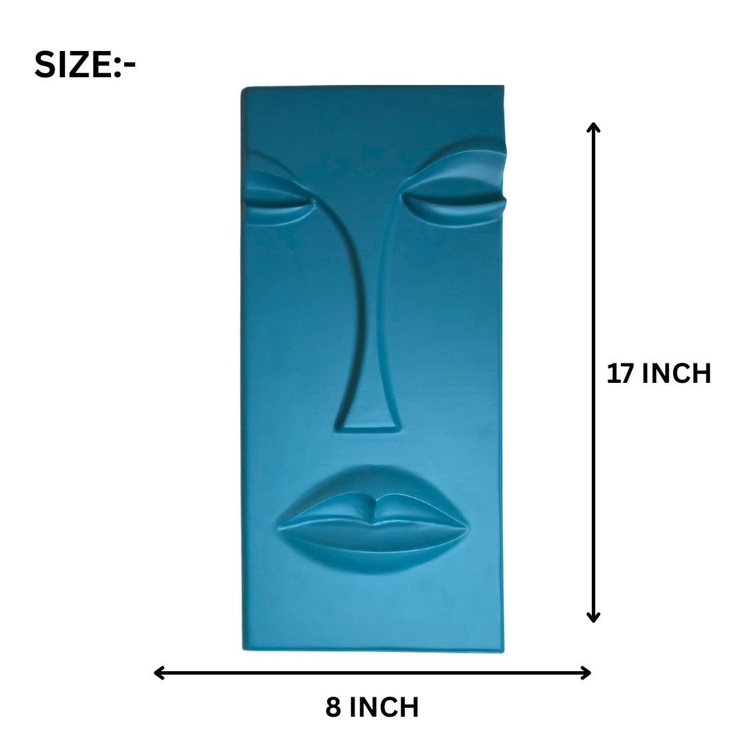 3d wall art blue abstract face wall panel 8x17