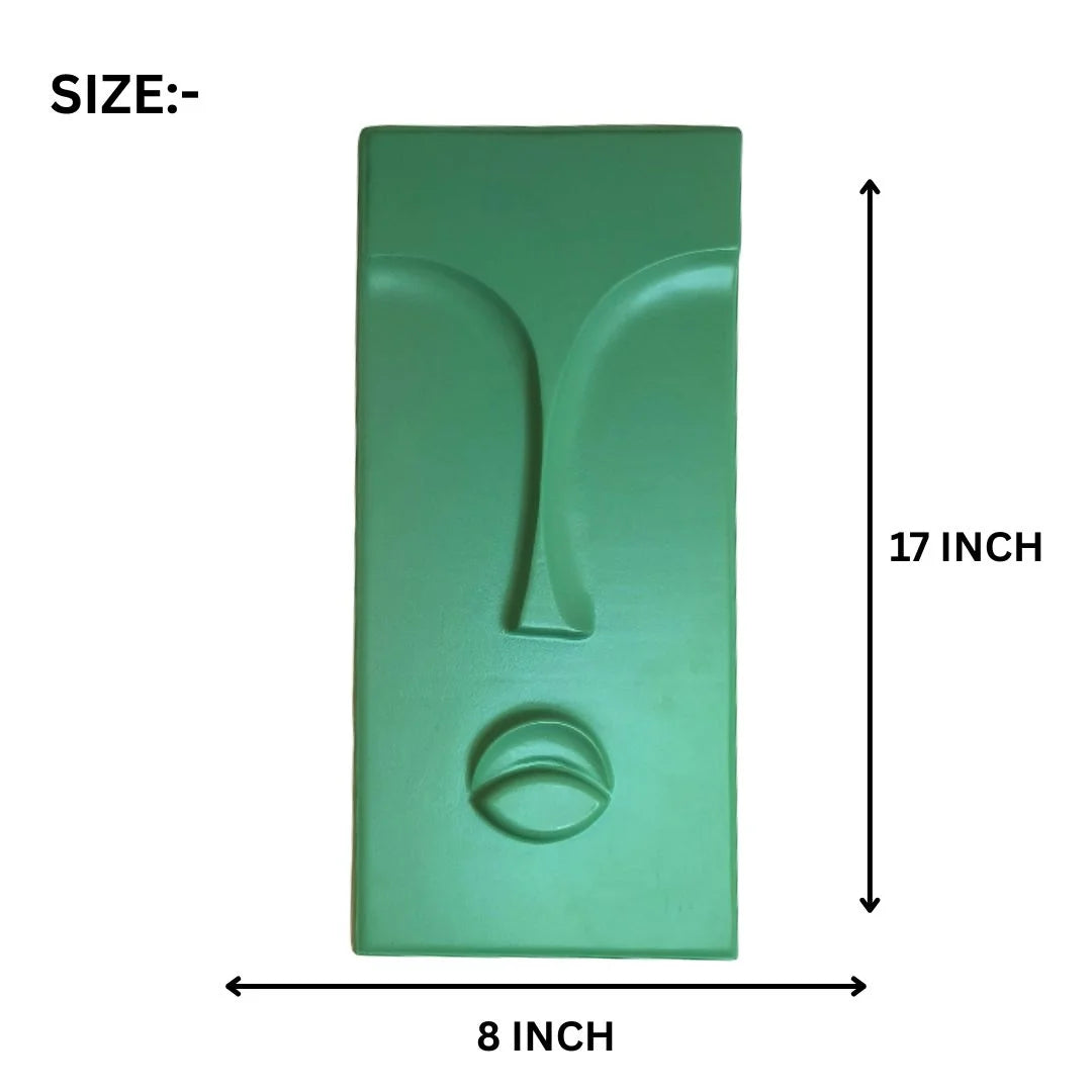 3d wall art green abstract face wall panel 8x17