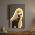 3d wall art MDF LED elephant moon wall decor front view light on