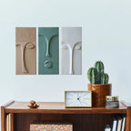 3d wall art abstract face panel set of 3 on wall brown green white