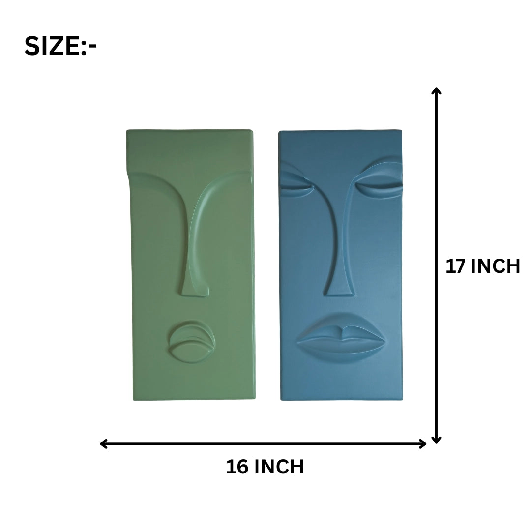 3d wall art abstract face panel set of 2 total size 16x17 inche