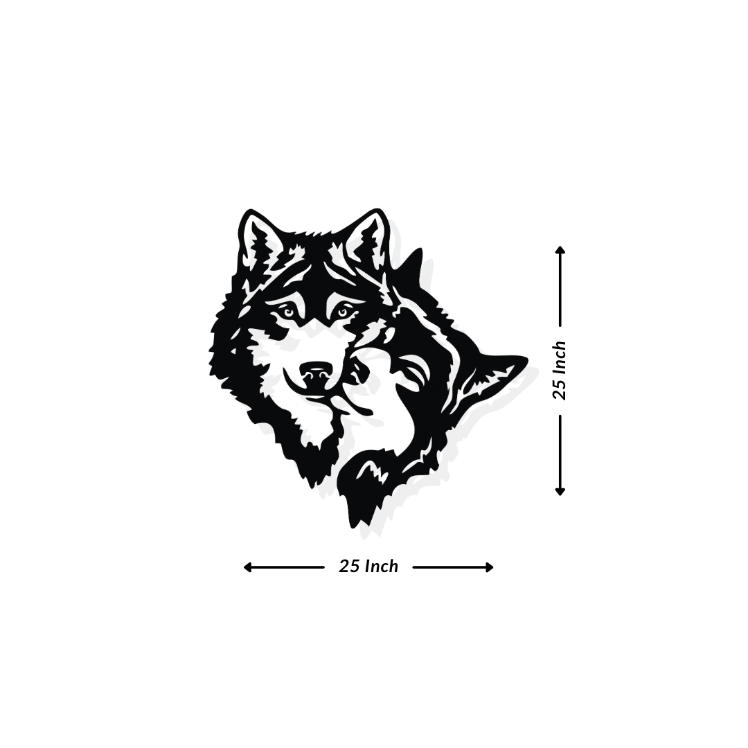 Artrooms Wolf Metal Wall Art - Wall Decoration | Wall Hanging (25x25 inch) | Black Matte Finish