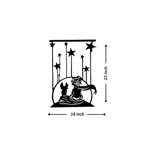 Artrooms Dog & Boy Metal Wall Art - Wall Decoration | Wall Hanging (18x25 inch) | Black Matte Finish