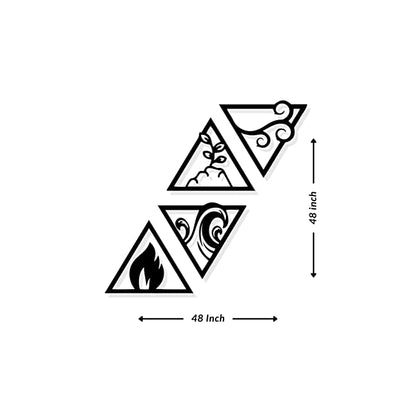 Artrooms Nature Elements Metal Wall Art - Wall Decoration | Wall Hanging (48x48 inch) | Black Matte Finish