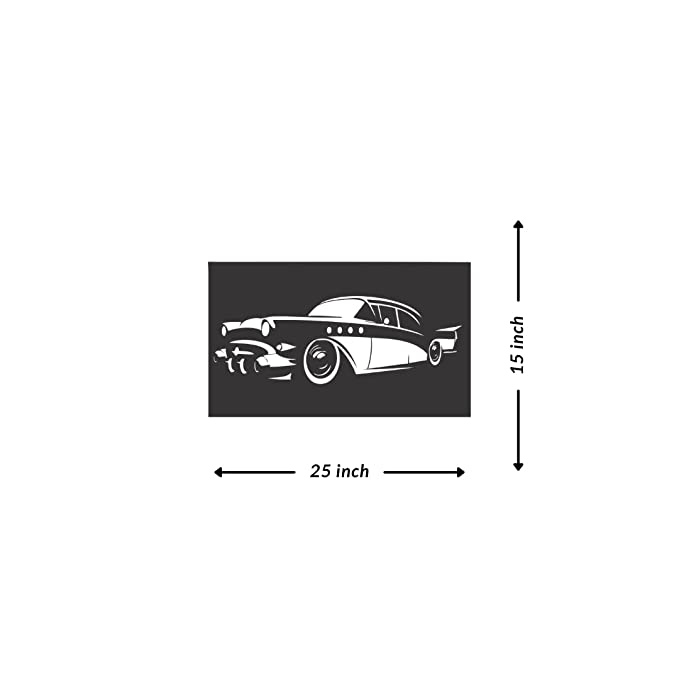 Artrooms Vintage Car Metal Wall Art - Wall Decoration | Wall Hanging (25x15 inch) | Black Matte Finish