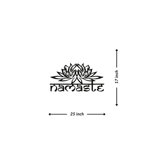 Artrooms Namaste Metal Wall Art - Wall Decoration | Wall Hanging (25x17 inch) | Black Matte Finish