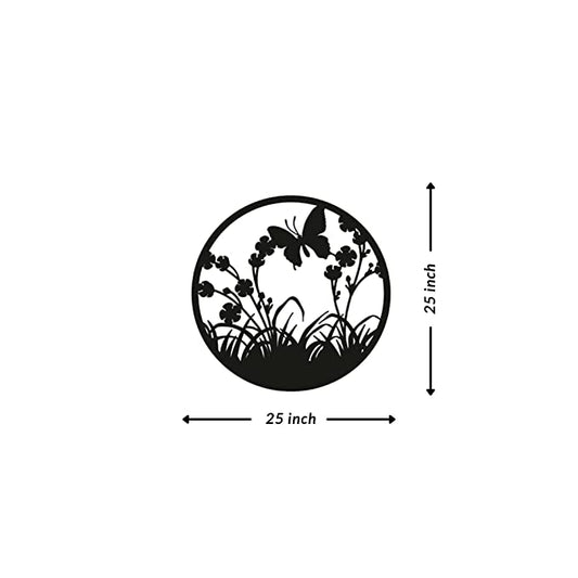 Artrooms Butterfly Metal Wall Art - Wall Decoration | Wall Hanging (25x25 inch) | Black Matte Finish
