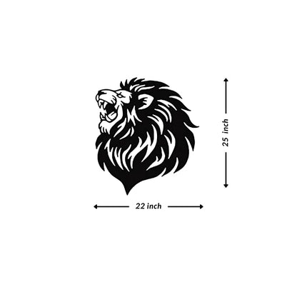 Artrooms Lion Metal Wall Art - Wall Decoration | Wall Hanging (22x25 inch) | Black Matte Finish